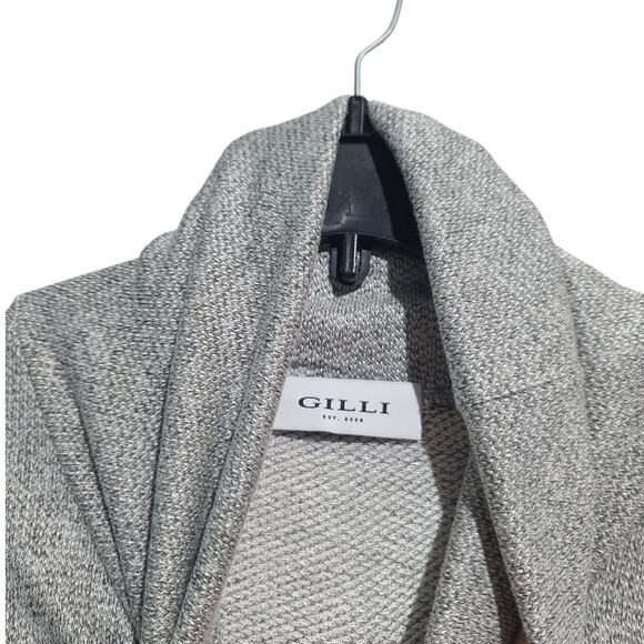 Gilli Gray Tie Front Waist Mock Neck Long Sleeve Knit Dress Size S - Picture 4 of 5